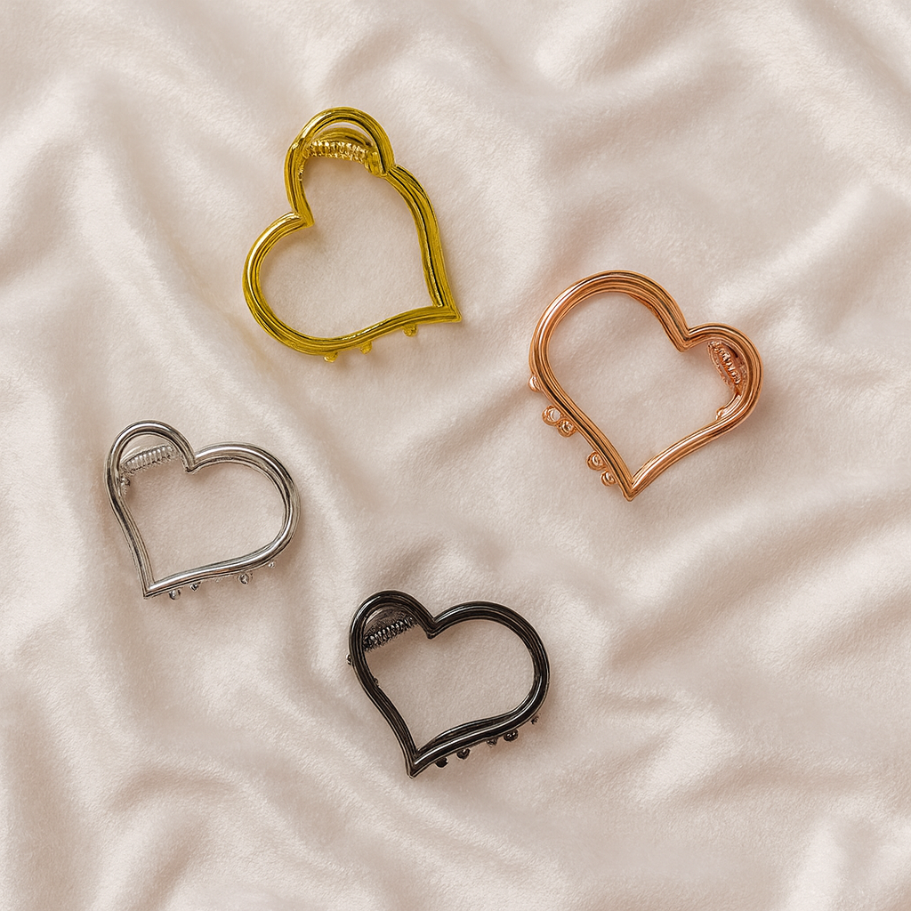 Heart-Shaped Metal Hair Claw Clip