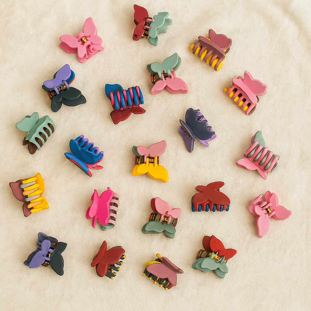 Small Butterfly Hair Claw Clip – Multicolor Matte Finish