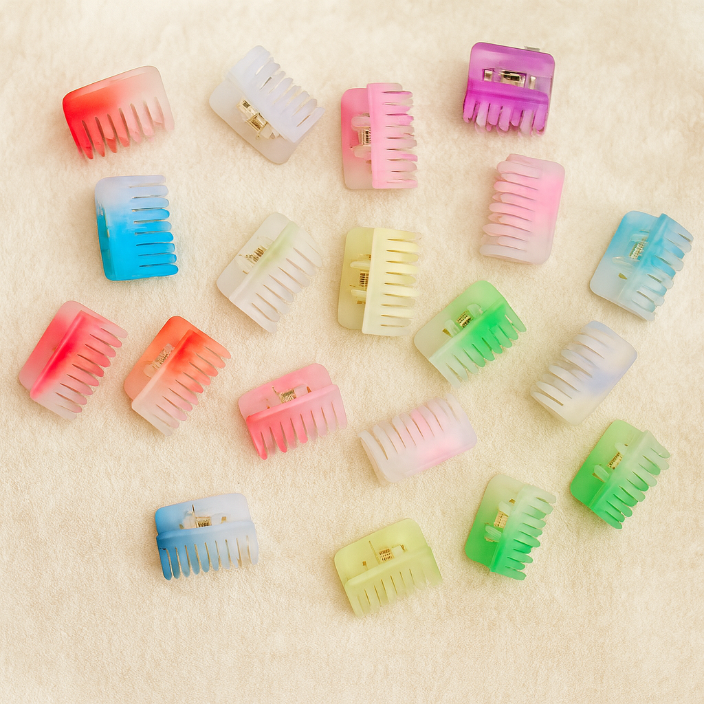 Transparent Gradient Mini Hair Claw Clip Set – Multicolor
