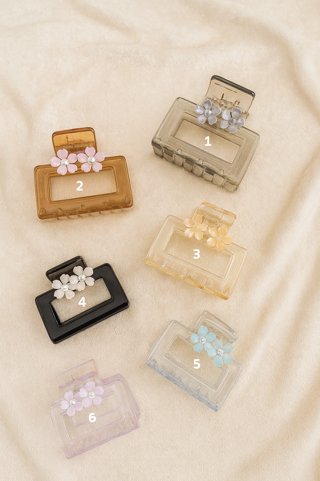 Elegant Rectangle Floral Hair Claw Clip