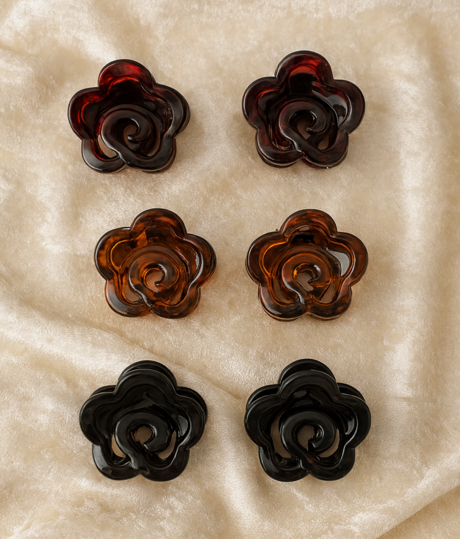 Stylish Glossy Rose-Shaped Hair Clutcher