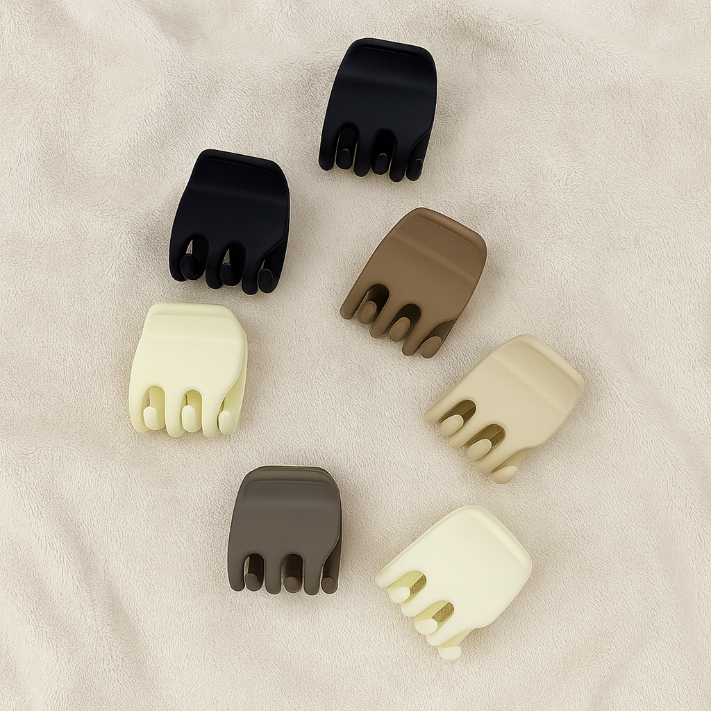 Small Matte Finish Hair Claw Clip Set – Neutral Shades