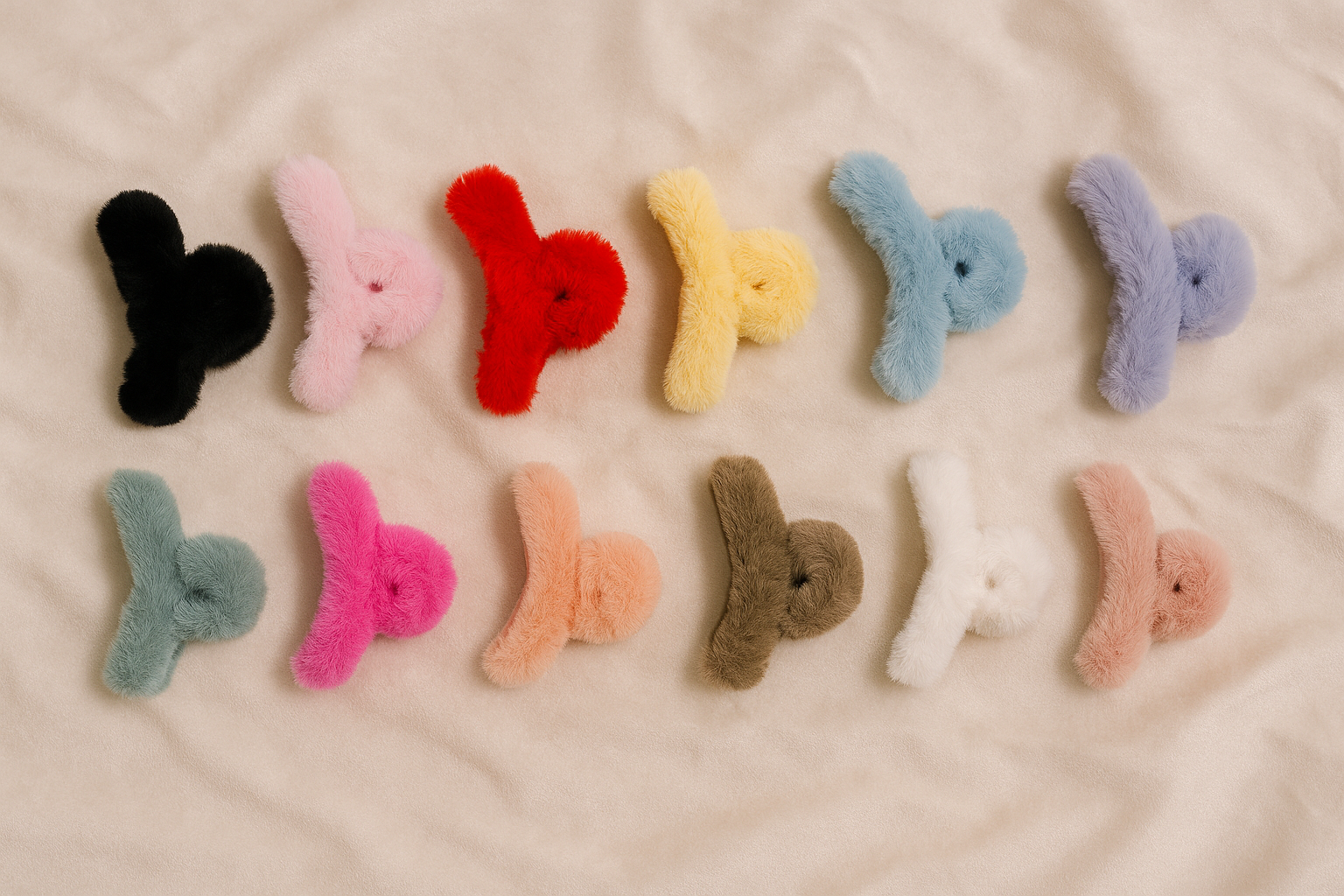 Cute Furry Heart Medium  Size Hair Claw Clips (random color)