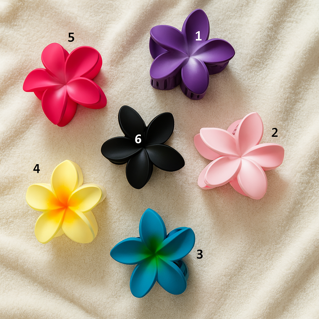 Premium Plumeria Matte Large Flower Hair Claw Clip