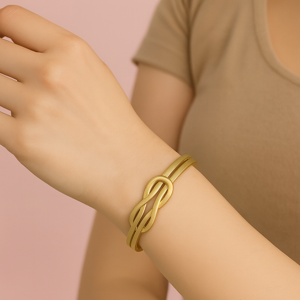 Premium Infinity Style Anti-Tarnish Soft Golden Kada