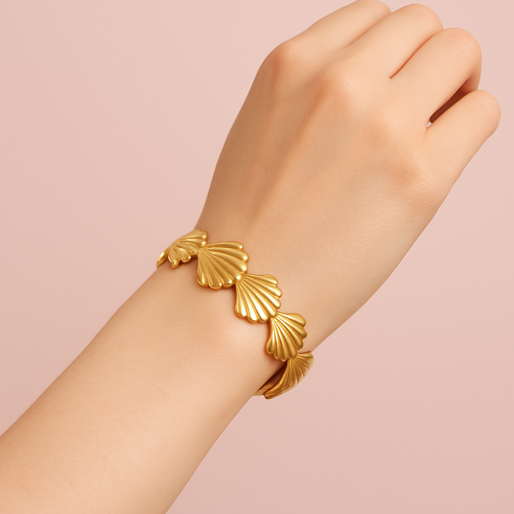 Premium Shell-Inspired Anti-Tarnish Golden Kada