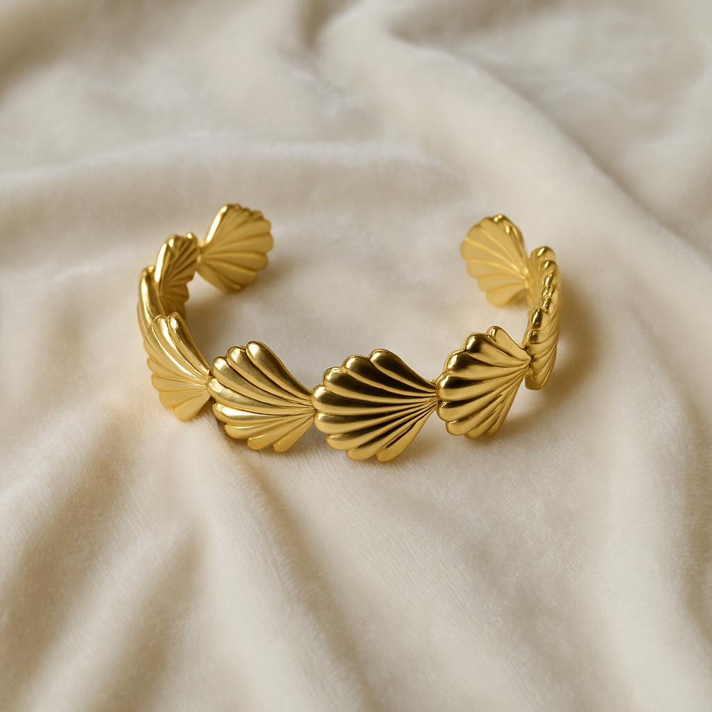 Premium Shell-Inspired Anti-Tarnish Golden Kada