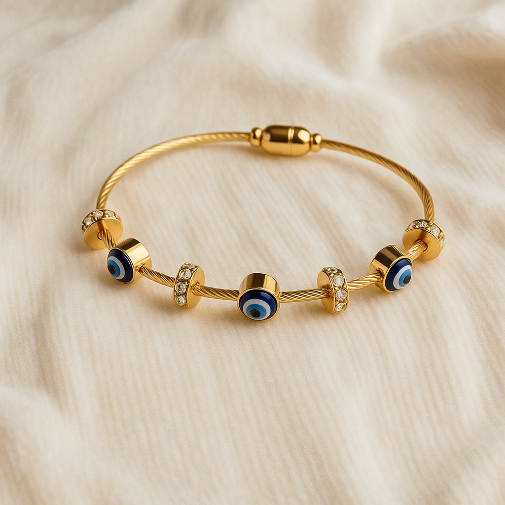 Premium Anti-Tarnish Golden Evil Eye Kada