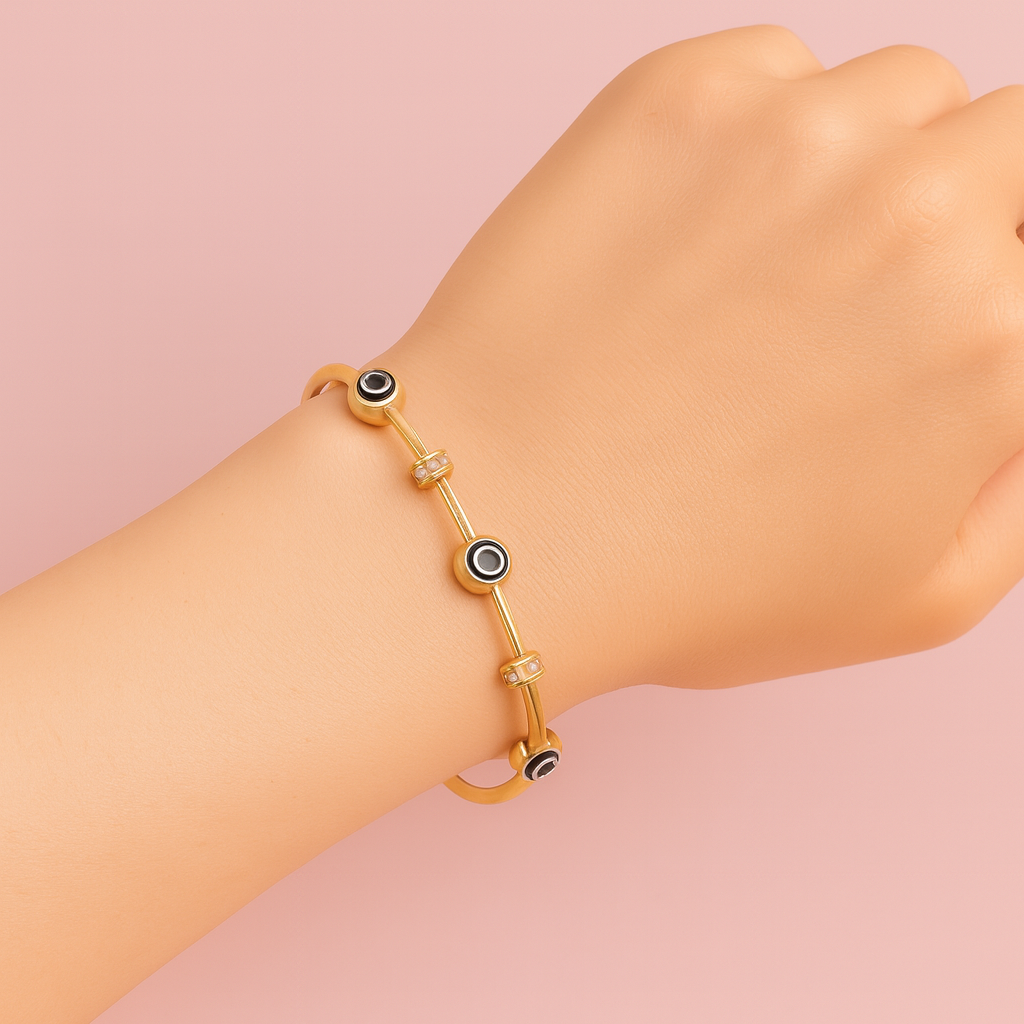 Premium Anti-Tarnish Golden Evil Eye Kada