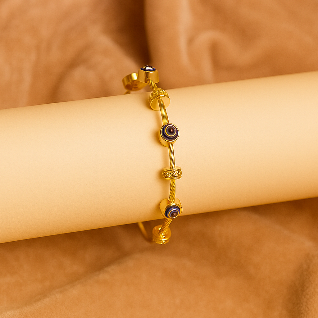 Premium Anti-Tarnish Golden Evil Eye Kada