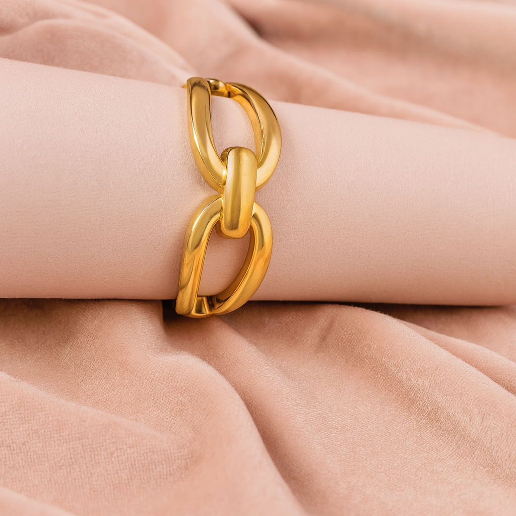 Premium Elegant Chain-Link Design Anti-Tarnish Soft Golden Kada