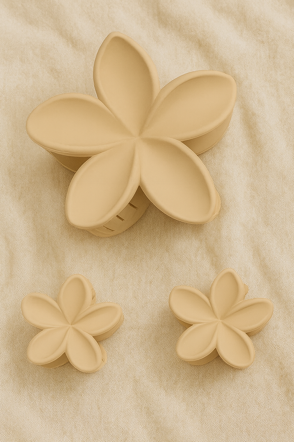 Elegant Plumeria Matte Hair Clips – Set of 1 | 1 Large and 2 Small Size