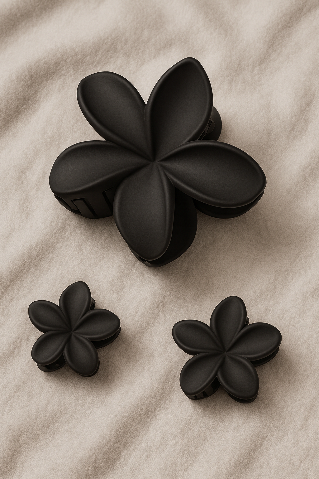 Elegant Plumeria Matte Hair Clips – Set of 1 | 1 Large and 2 Small Size