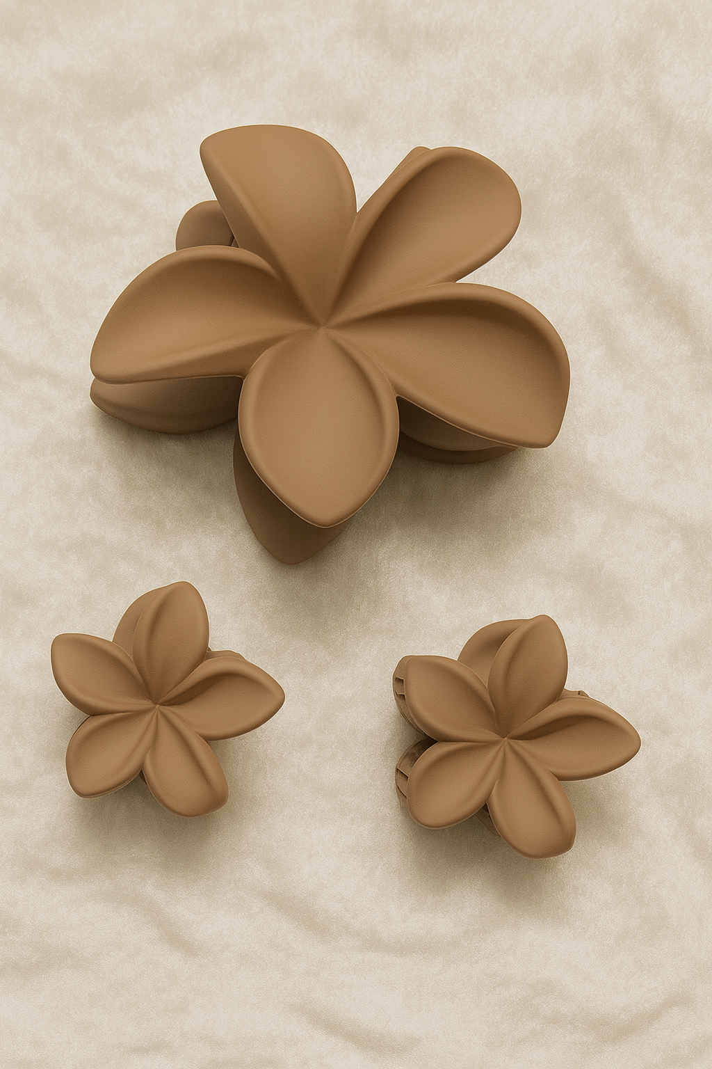 Elegant Plumeria Matte Hair Clips – Set of 1 | 1 Large and 2 Small Size