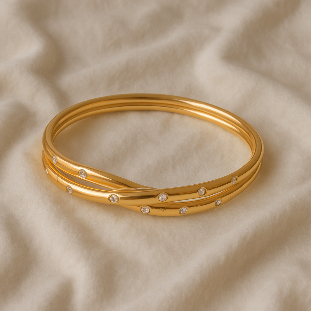 Premium Anti-Tarnish Golden Kada with Elegant Stone Detailing