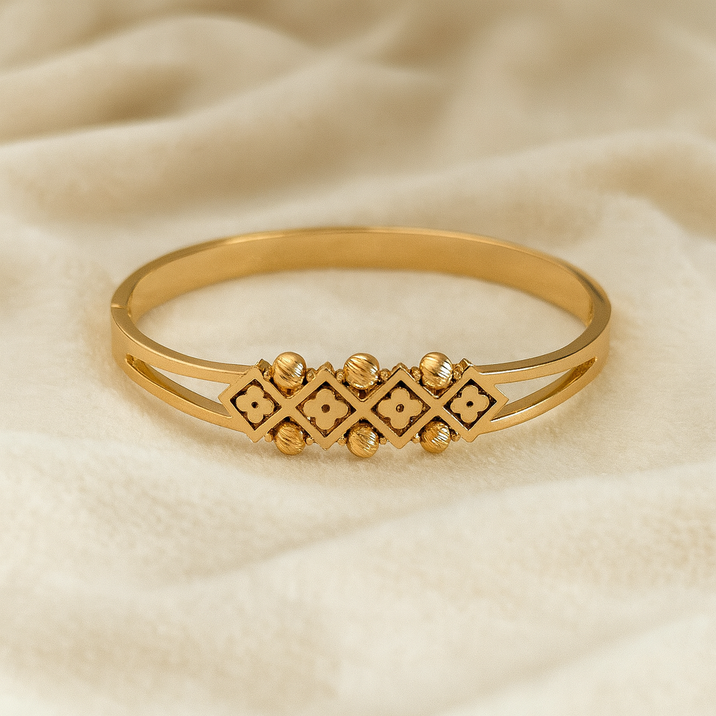 Premium Flower embosed Soft Golden Antitarnish Kada