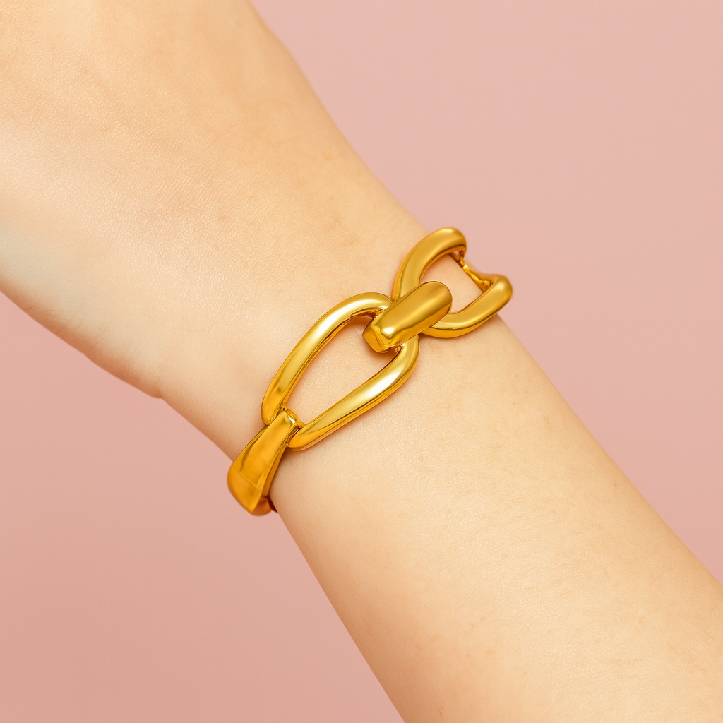 Premium Elegant Chain-Link Design Anti-Tarnish Soft Golden Kada