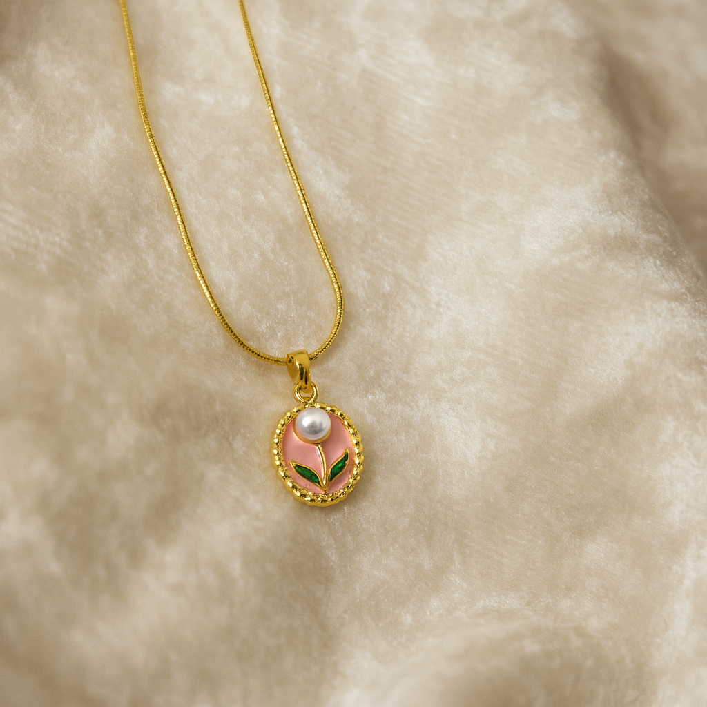 Elegant Golden Pearl Bloom Pendant