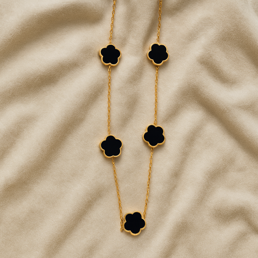 Premium Golden Flower Chain & Silver Pendant Combo – Anti-Tarnish